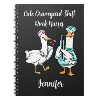 Cuaderno Pato divertido turno de noche enfermeras nombre