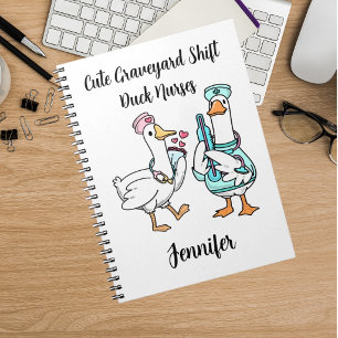 Cuaderno Pato divertido turno de noche enfermeras nombre