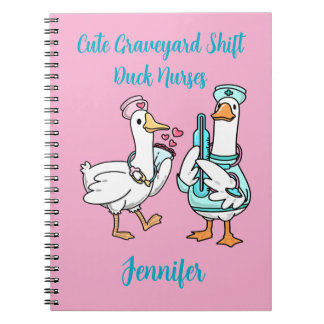 Cuaderno Pato divertido turno de noche enfermeras nombre