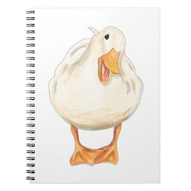Cuaderno Pato feliz, animal lindo, arte original, acuarela (Frente)