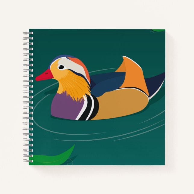 Cuaderno Pato mandarín colorido arte digital moderno (Anverso)