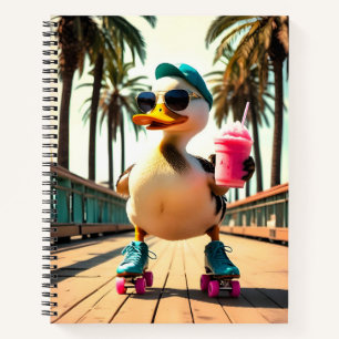 Cuaderno Pato Patinador Divertido Verano Retro