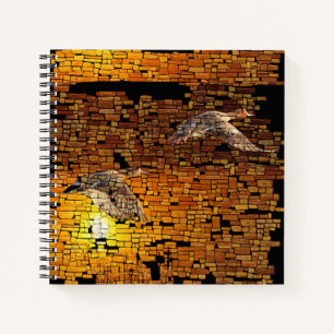 Cuaderno Patos De Atardecer Salvajes En Fondo De Piedra