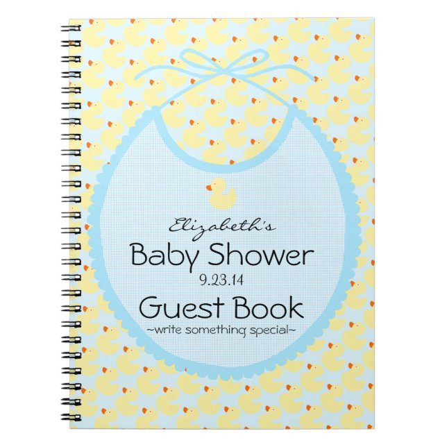 Cuaderno Patos y libro de visitas amarillos de Baby Shower (Frente)