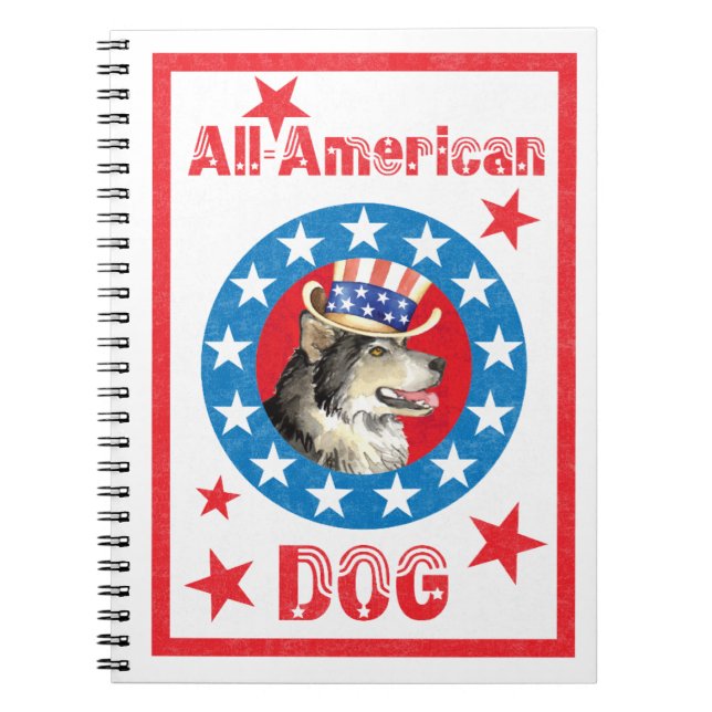 Cuaderno Patriotic Alaskan Malemute (Frente)