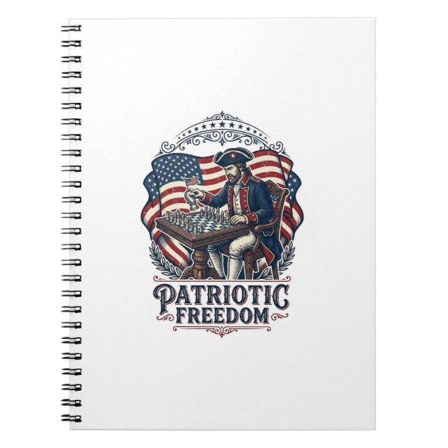 Cuaderno Patriotic Chess Player Vector Graphic Tee (Frente)