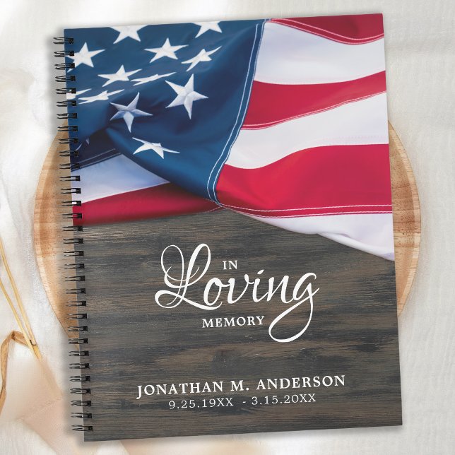 Cuaderno Patriotic Funeral Guestbook American Flag Memorial (Subido por el creador)