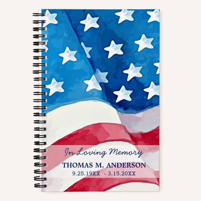 Cuaderno Patriotic Memorial Funorial Funeral Guestbook Band (Anverso)