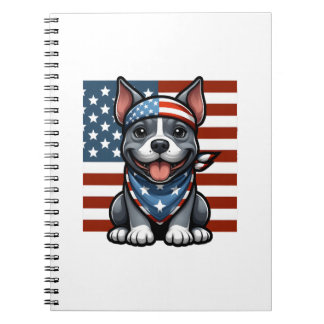 Cuaderno Patriotic Pitbull American Flag 4th of July BBQ