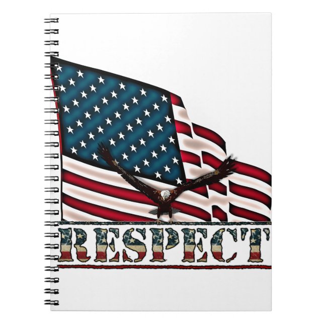 Cuaderno Patriotic Respect with Bald Eagle and USA flag (Frente)
