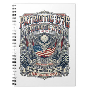 Cuaderno Patriótico 1776 Camión Monstruo Cráneo Fuera de Ca