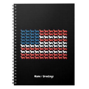 Cuaderno Patriótico de la bandera estadounidense de Dachshu