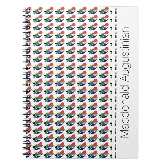 Cuaderno Patriótico Personalizado de Bandera de SUDÁFRICA (Frente)