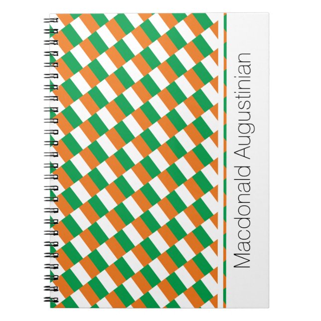Cuaderno Patriótico Personalizado de la bandera irlandesa (Frente)