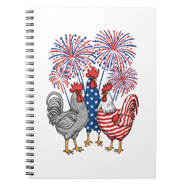 Cuaderno Patriótico Pollo USA Hen 4 De Julio (Frente)
