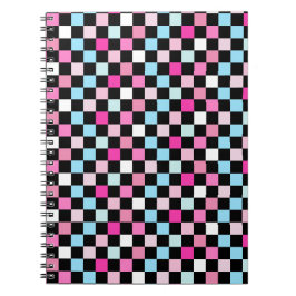 Cuaderno Patrón a cuadros azul y rosa vintage