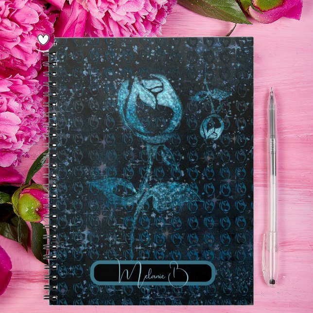 Cuaderno Patrón abstracto azul oscuro con rosas (Subido por el creador)