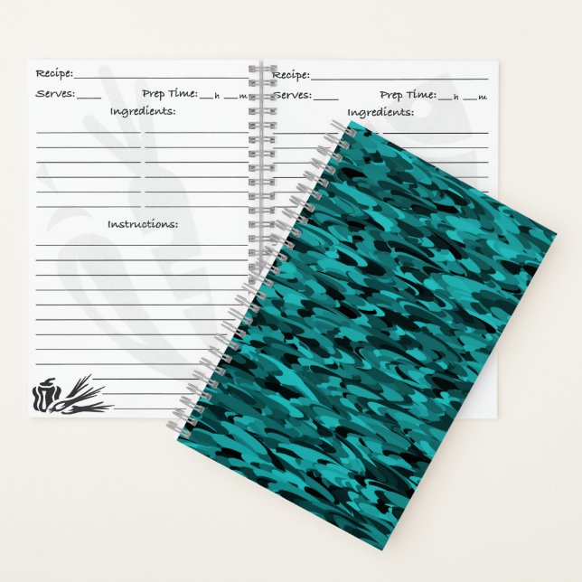 Cuaderno Patrón abstracto azul verdoso negro (Interior)