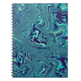 Cuaderno Patrón Abstracto de Canica Líquida Azul