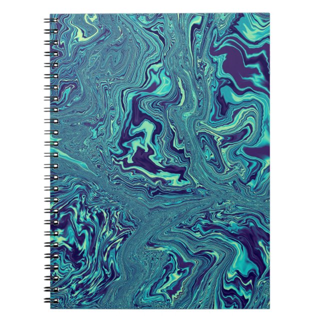 Cuaderno Patrón Abstracto de Canica Líquida Azul (Frente)