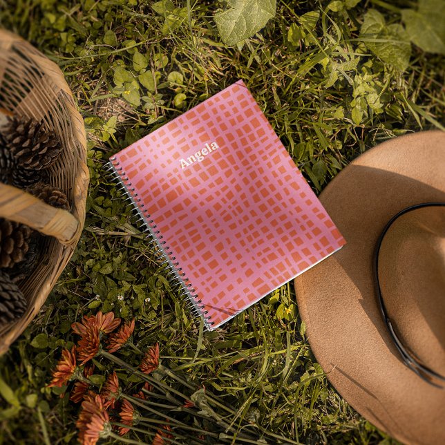 Cuaderno Patrón abstracto de cuadrícula retro personalizado (Subido por el creador)