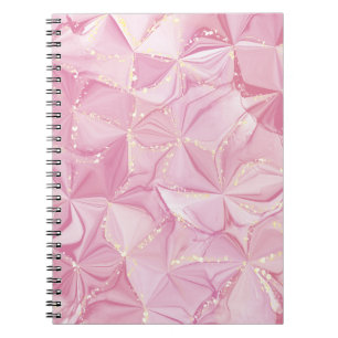 Cuaderno Patrón abstracto de geoda de oro mármol rosa