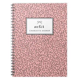 Cuaderno Patrón abstracto de líneas rosadas personalizado