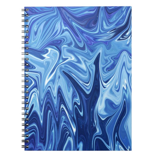 Cuaderno Patrón abstracto de líquido azul (Frente)