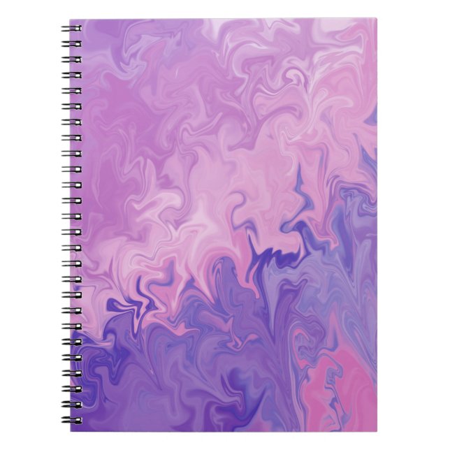 Cuaderno Patrón abstracto de mármol líquido púrpura (Frente)