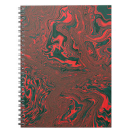 Cuaderno Patrón abstracto de mármol líquido rojo