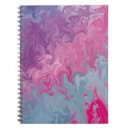 Cuaderno Patrón abstracto de mármol líquido rosa y teal