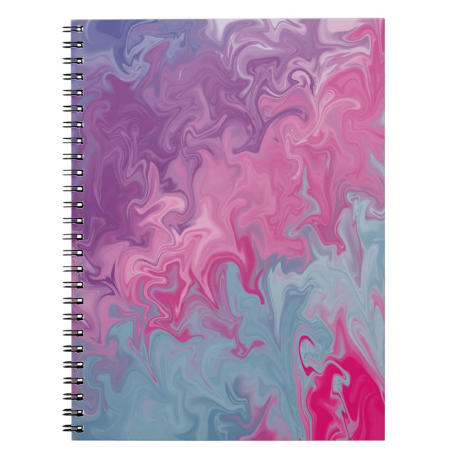 Cuaderno Patrón abstracto de mármol líquido rosa y teal (Frente)
