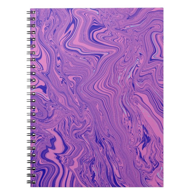 Cuaderno Patrón abstracto de mármol líquido violeta (Frente)