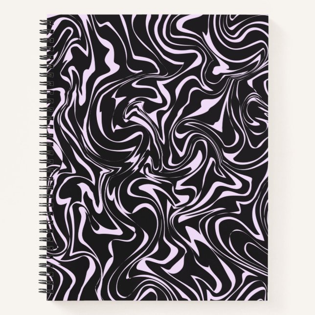 Cuaderno Patrón abstracto de mármol negro y rosa (Anverso)