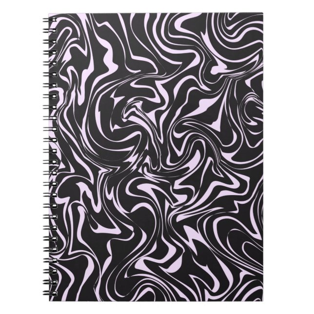 Cuaderno Patrón abstracto de mármol negro y rosa (Frente)