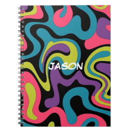 Cuaderno Patrón abstracto de neón personalizado — Diseño re
