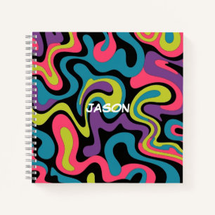 Cuaderno Patrón abstracto de neón personalizado — Diseño re