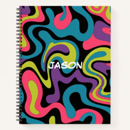 Cuaderno Patrón abstracto de neón personalizado — Diseño re