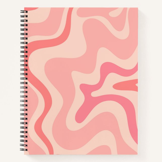 Cuaderno Patrón abstracto de remojo líquido retro en rosa R (Anverso)