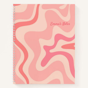 Cuaderno Patrón abstracto de remojo líquido retro en rosa R