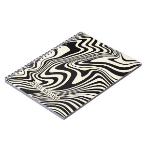 Cuaderno Patrón abstracto de remolino negro retro