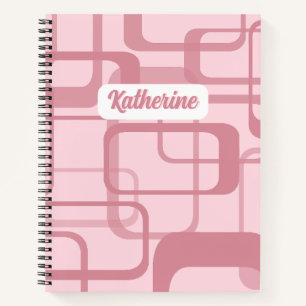 Cuaderno Patrón abstracto de retro rosado