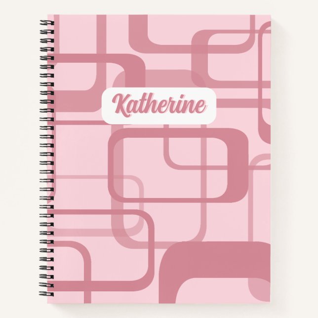 Cuaderno Patrón abstracto de retro rosado (Anverso)