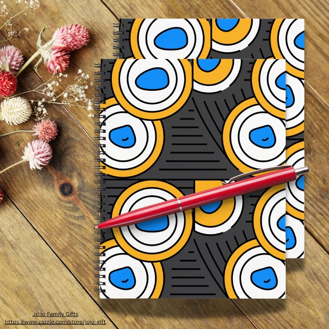 Cuaderno Patrón abstracto del Tíbet moderno en azul negro (Subido por el creador)