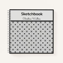 Cuaderno Patrón abstracto elegante, negro y blanco