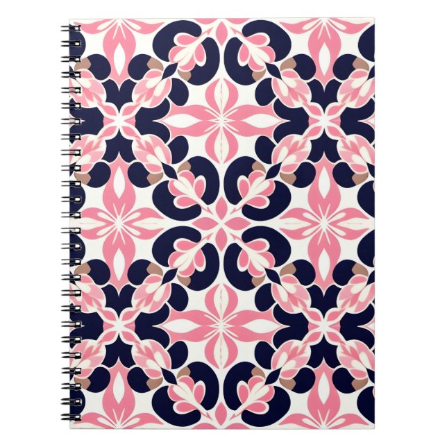 Cuaderno Patrón abstracto floral colorido (Frente)