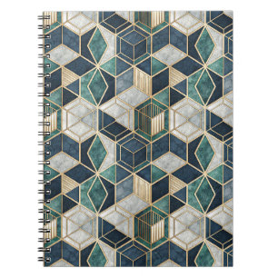 Cuaderno Patrón abstracto geométrico moderno en azul turque