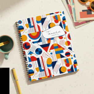 Cuaderno Patrón Abstracto Geométrico Retro #11 Navy Oro ID1