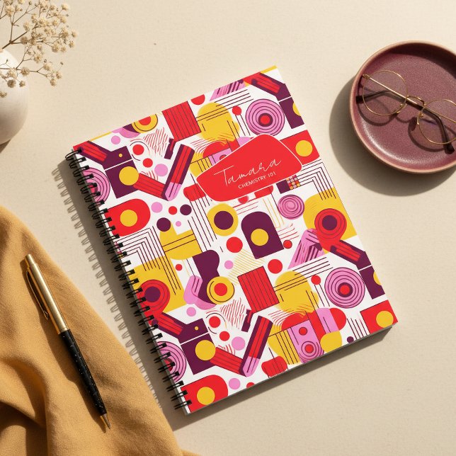 Cuaderno Patrón Abstracto Geométrico Retro #13 Naranja Rojo (Subido por el creador)