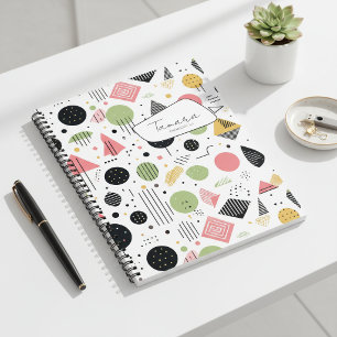Cuaderno Patrón abstracto geométrico retro #2 Rosa Salvia I